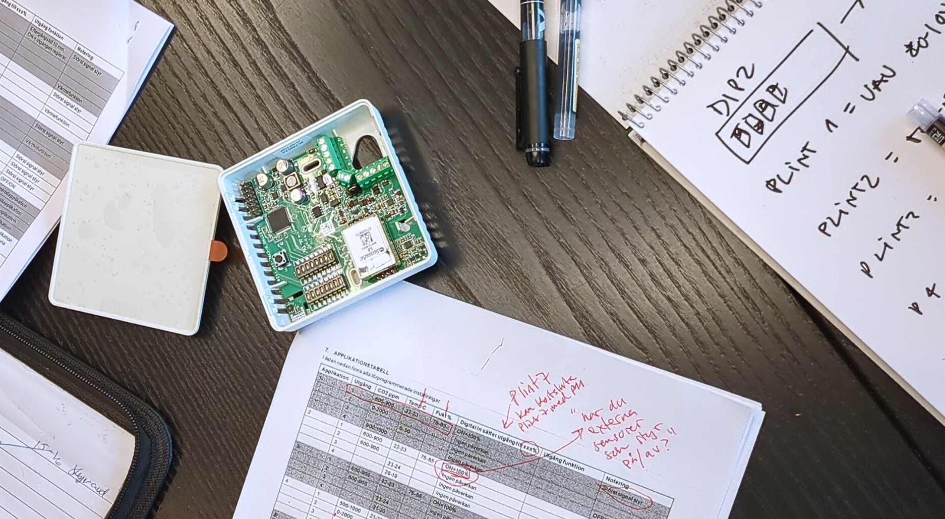 Controller notes and sketches showing HVAC system analysis