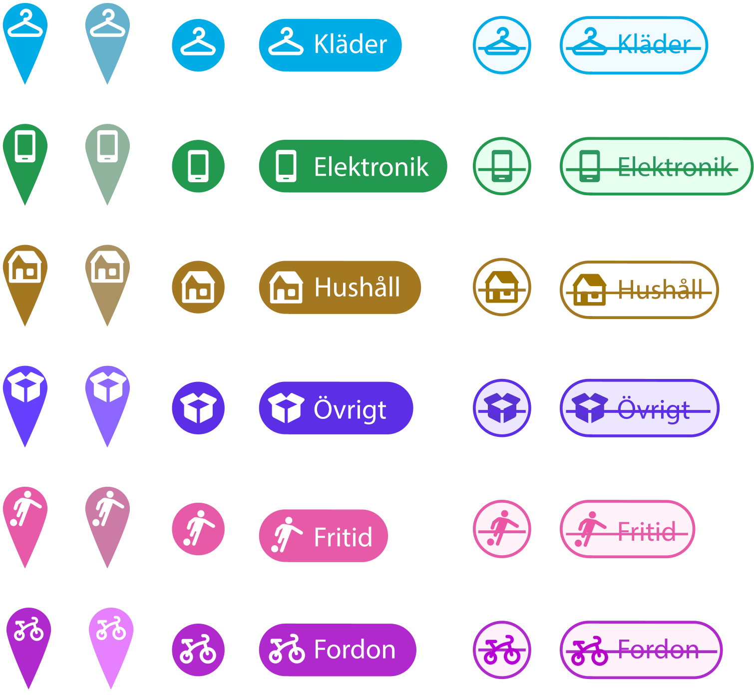 Final icon set showing all six categories with color variations